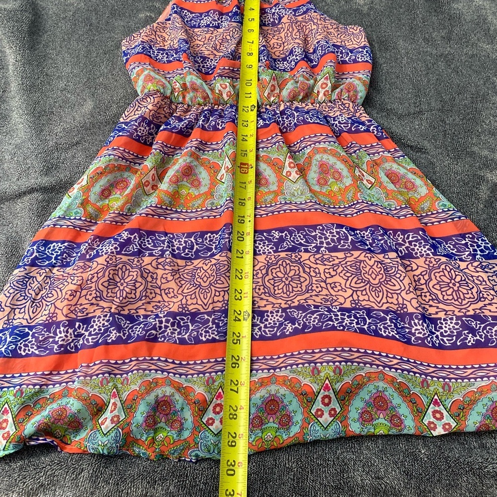 Pink Owl Multicolor Bohemian Summer Dress. Boho mini dress size small - Picture 8 of 10